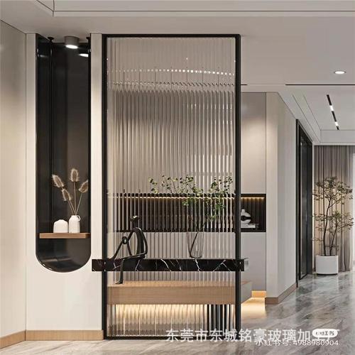 加工定制长虹玻璃隔断墙入户屏风客厅卧室轻奢铝合金不锈钢屏风